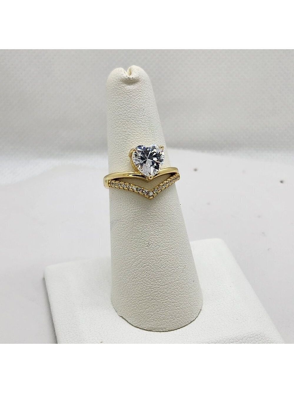 Brand New Sterling Silver 925 Heart V Design Ring